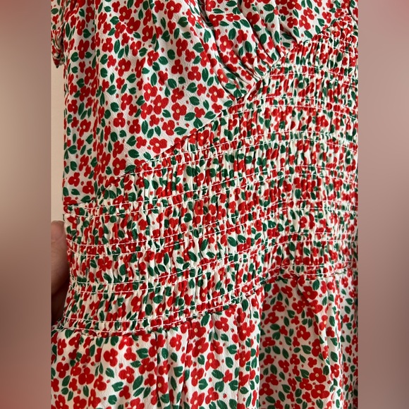 New! Trovata Birds of Paradis Camilla Dress Carmine Ditsy Mini Floral Red Green - Picture 7 of 15